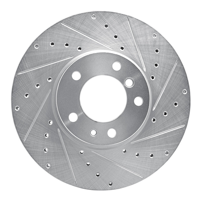 R1 91-01 BMW 740I Front Right Drilled & Slotted Silver Brake Rotor-Brake Rotors - Slot & Drilled-Grocery Getter Performance