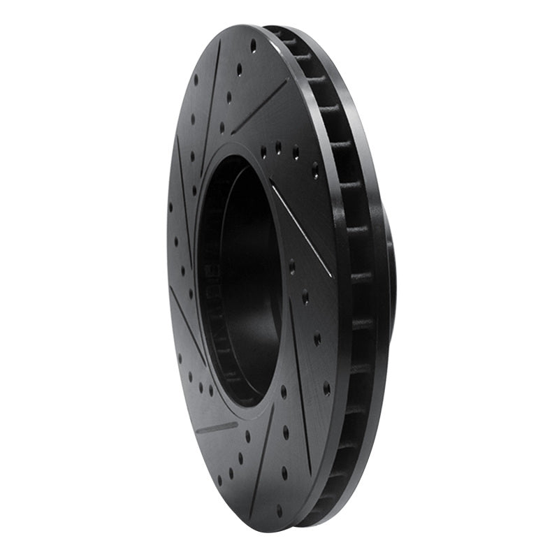 R1 91-01 BMW 850CI Front Right Drilled & Slotted Black Brake Rotor-Brake Rotors - Slot & Drilled-Grocery Getter Performance
