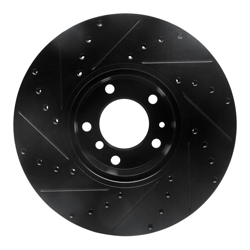 R1 91-01 BMW 850CI Front Right Drilled & Slotted Black Brake Rotor-Brake Rotors - Slot & Drilled-Grocery Getter Performance