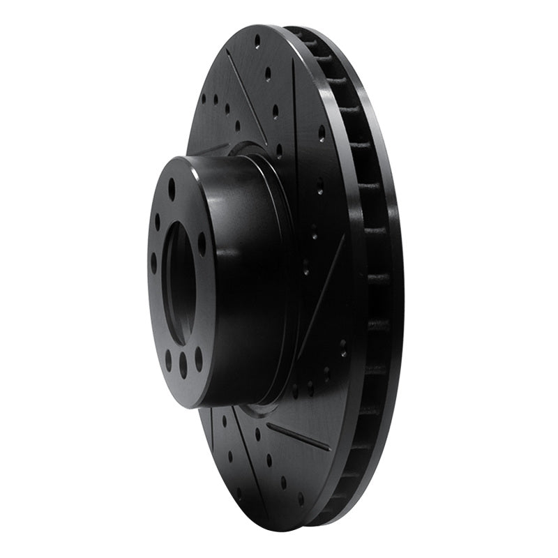 R1 91-01 BMW 850CI Front Right Drilled & Slotted Black Brake Rotor-Brake Rotors - Slot & Drilled-Grocery Getter Performance