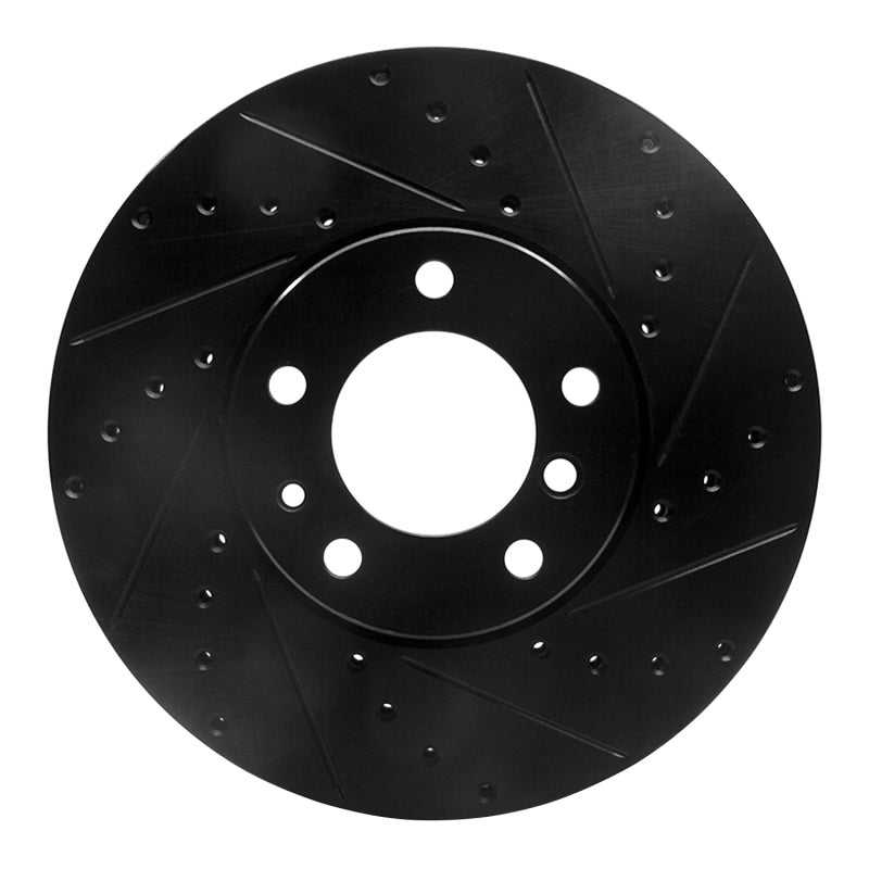 R1 91-01 BMW 850CI Front Right Drilled & Slotted Black Brake Rotor-Brake Rotors - Slot & Drilled-Grocery Getter Performance
