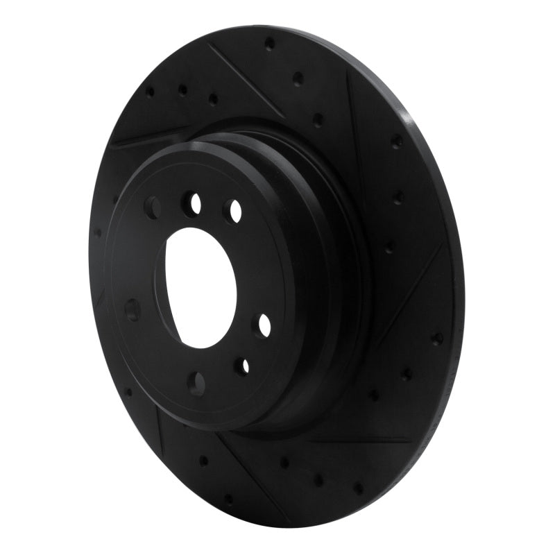 R1 91-01 BMW 850CI Rear Right Drilled & Slotted Black Brake Rotor-Brake Rotors - Slot & Drilled-Grocery Getter Performance