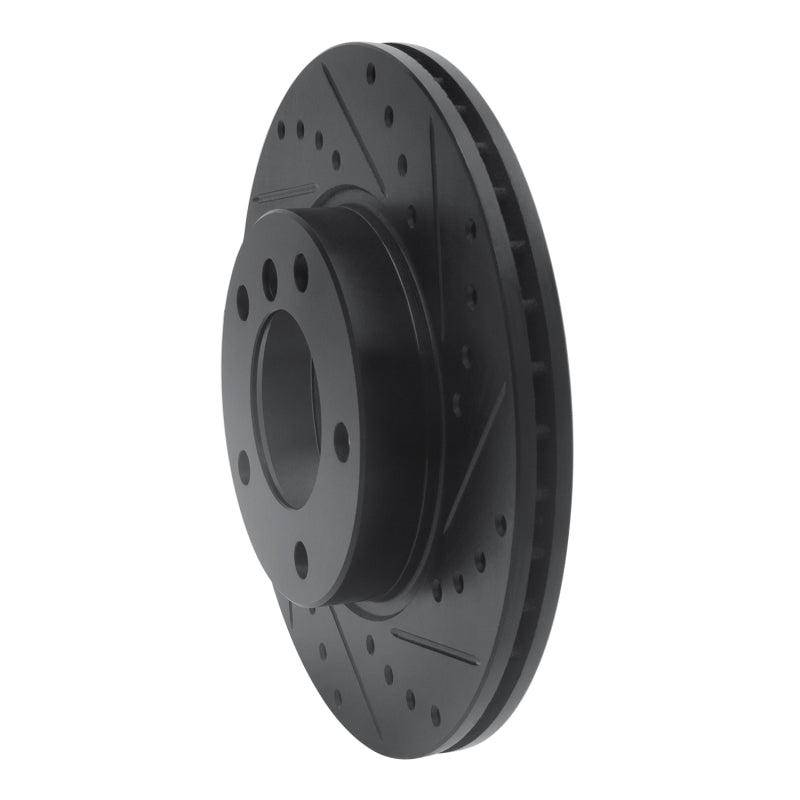 R1 91-06 BMW 328I Front Right Drilled & Slotted Black Brake Rotor-Brake Rotors - Slot & Drilled-Grocery Getter Performance