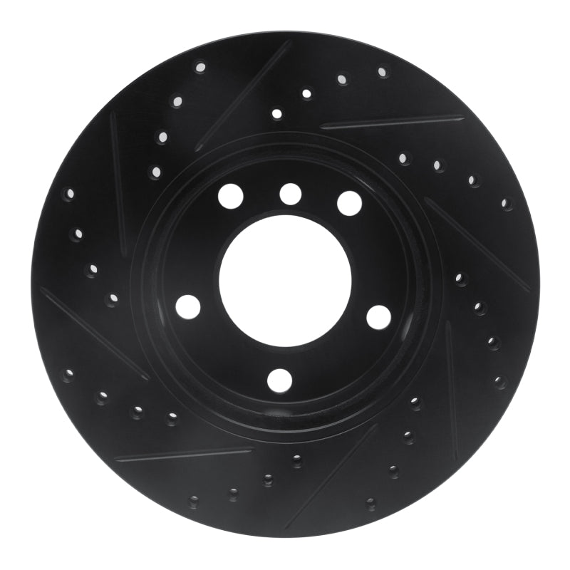 R1 91-06 BMW 328I Front Right Drilled & Slotted Black Brake Rotor-Brake Rotors - Slot & Drilled-Grocery Getter Performance