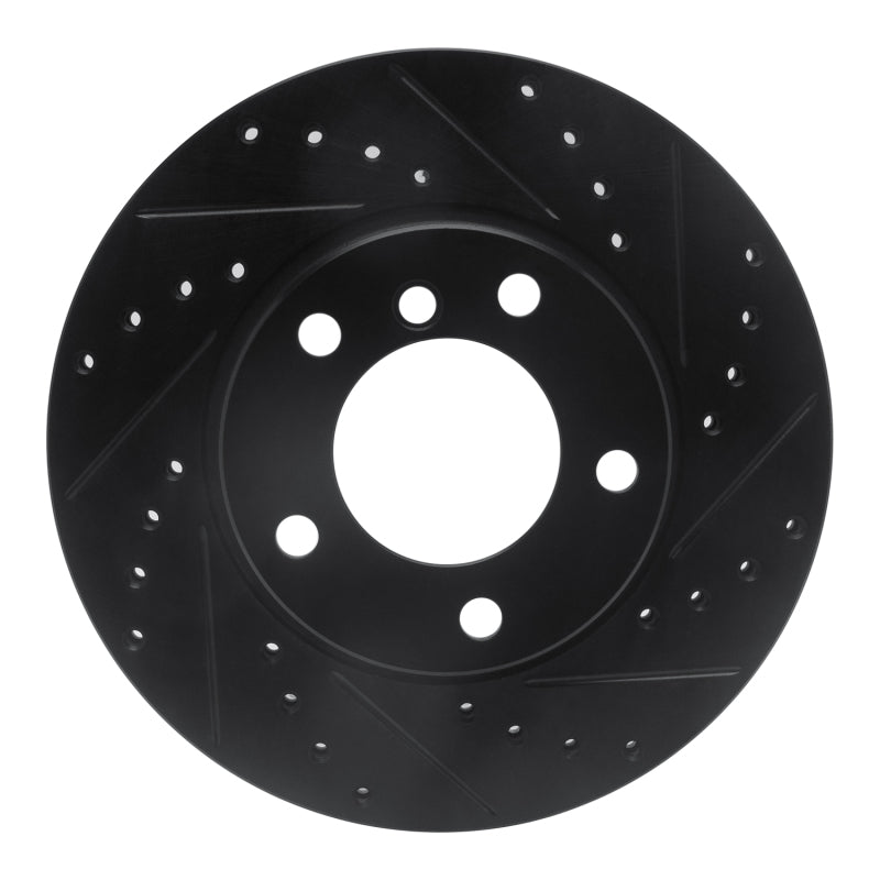 R1 91-06 BMW 328I Front Right Drilled & Slotted Black Brake Rotor-Brake Rotors - Slot & Drilled-Grocery Getter Performance