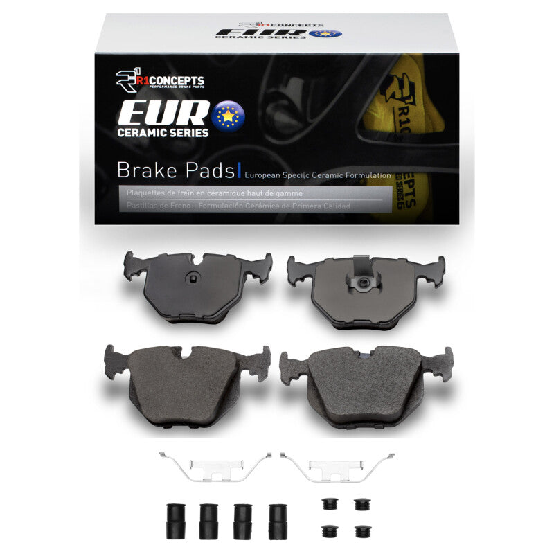R1 91-10 BMW 330CI Rear Euro Ceramic Brake Pads & Hardware Kit-Brake Rotors - OE-Grocery Getter Performance