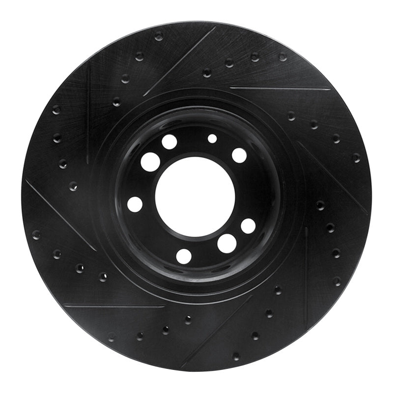 R1 91-93 BMW M5 Front Right Drilled & Slotted Black Brake Rotor-Brake Rotors - Slot & Drilled-Grocery Getter Performance