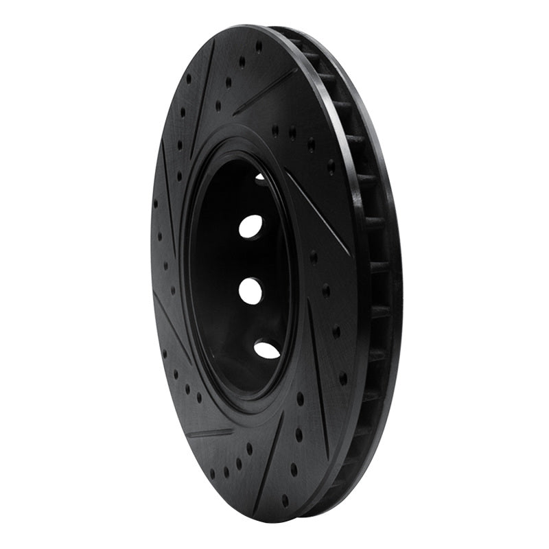 R1 91-93 BMW M5 Front Right Drilled & Slotted Black Brake Rotor-Brake Rotors - Slot & Drilled-Grocery Getter Performance