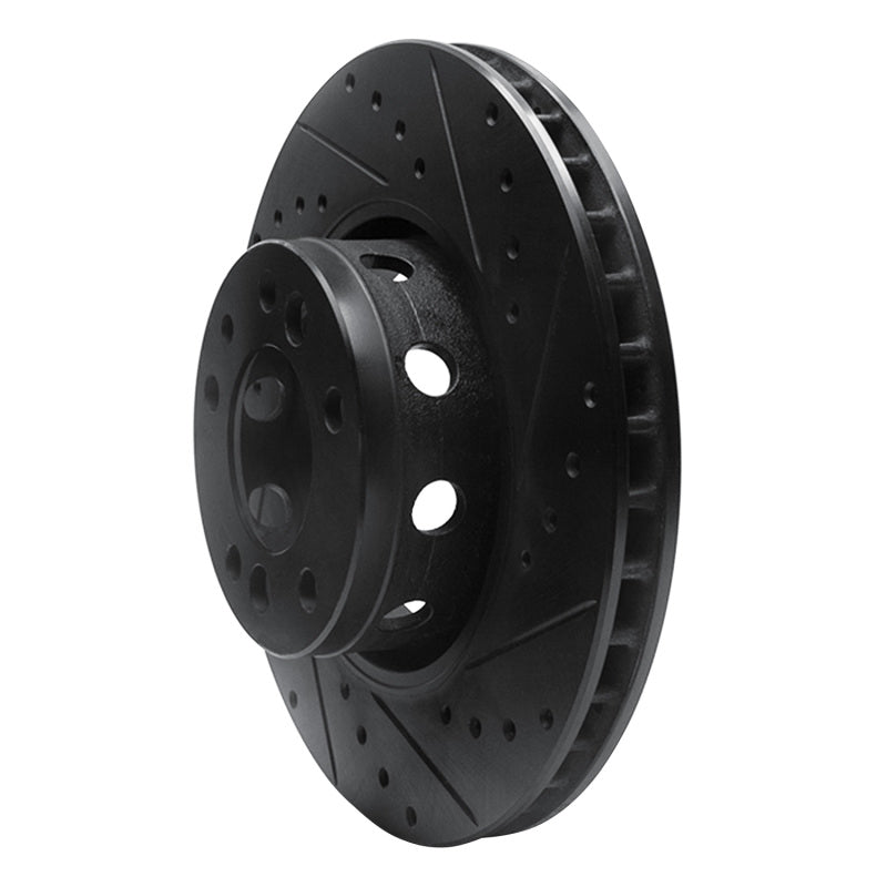 R1 91-93 BMW M5 Front Right Drilled & Slotted Black Brake Rotor-Brake Rotors - Slot & Drilled-Grocery Getter Performance