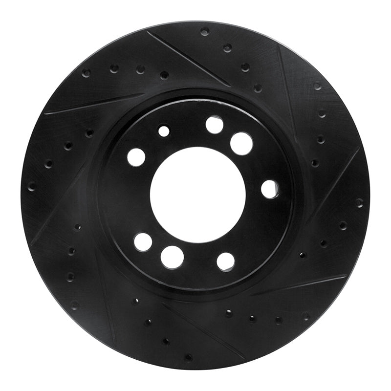 R1 91-93 BMW M5 Front Right Drilled & Slotted Black Brake Rotor-Brake Rotors - Slot & Drilled-Grocery Getter Performance
