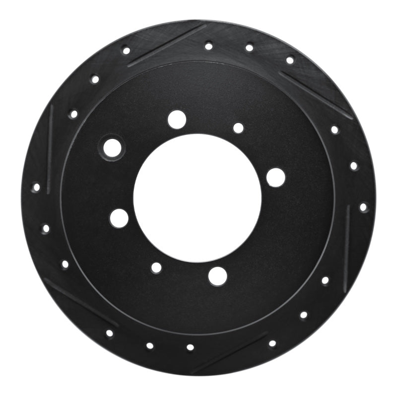 R1 91-93 Hyundai Sonata Rear Left Drilled & Slotted Black Brake Rotor-Brake Rotors - Slot & Drilled-Grocery Getter Performance