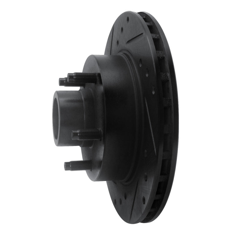 R1 91-94 Ford Explorer Front Left Drilled & Slotted Black Brake Rotor-Brake Rotors - Slot & Drilled-Grocery Getter Performance