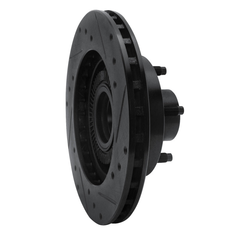 R1 91-94 Ford Explorer Front Left Drilled & Slotted Black Brake Rotor-Brake Rotors - Slot & Drilled-Grocery Getter Performance