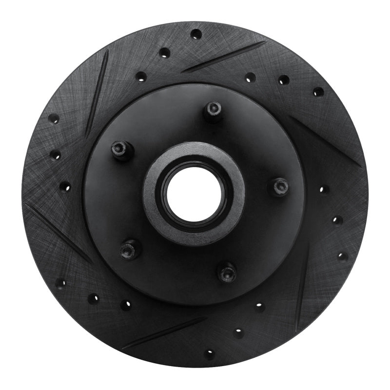 R1 91-94 Ford Explorer Front Left Drilled & Slotted Black Brake Rotor-Brake Rotors - Slot & Drilled-Grocery Getter Performance