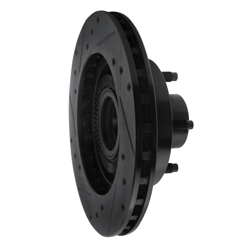 R1 91-94 Ford Explorer Front Right Drilled & Slotted Black Brake Rotor-Brake Rotors - Slot & Drilled-Grocery Getter Performance