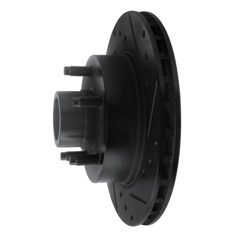 R1 91-94 Ford Explorer Front Right Drilled & Slotted Black Brake Rotor-Brake Rotors - Slot & Drilled-Grocery Getter Performance