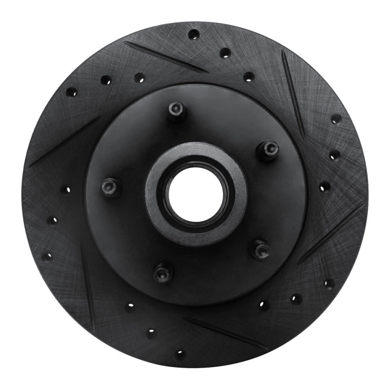 R1 91-94 Ford Explorer Front Right Drilled & Slotted Black Brake Rotor-Brake Rotors - Slot & Drilled-Grocery Getter Performance