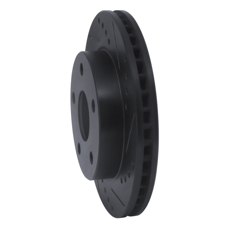 R1 91-94 Toyota Previa Front Right Drilled & Slotted Black Brake Rotor-Brake Rotors - Slot & Drilled-Grocery Getter Performance