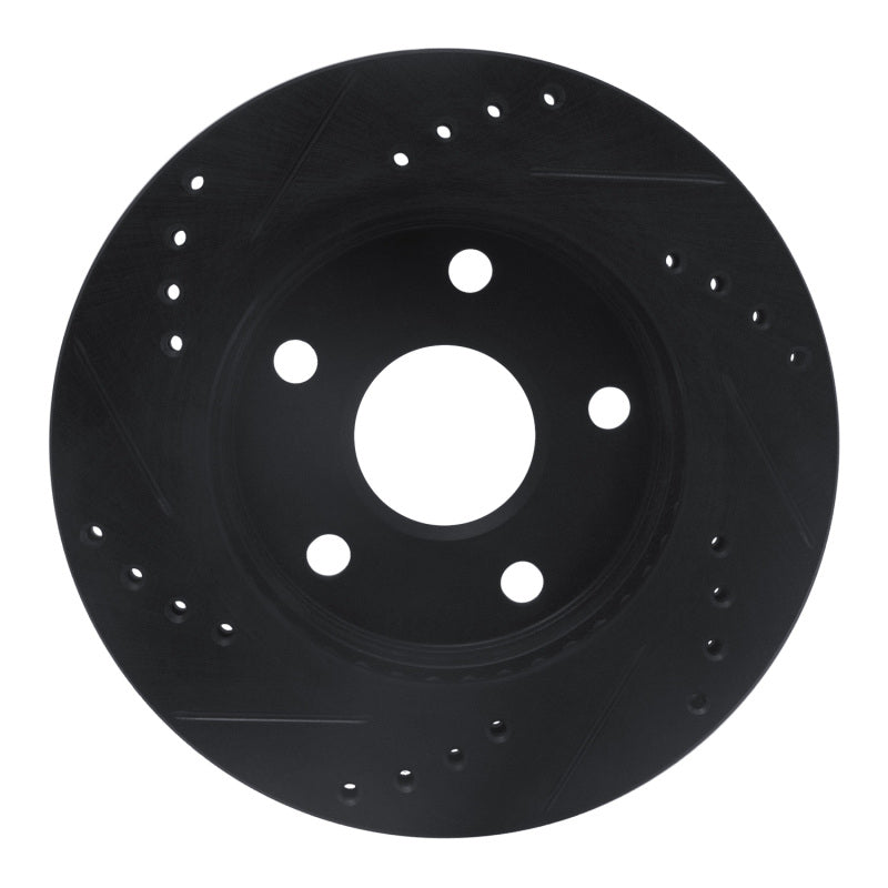 R1 91-94 Toyota Previa Front Right Drilled & Slotted Black Brake Rotor-Brake Rotors - Slot & Drilled-Grocery Getter Performance
