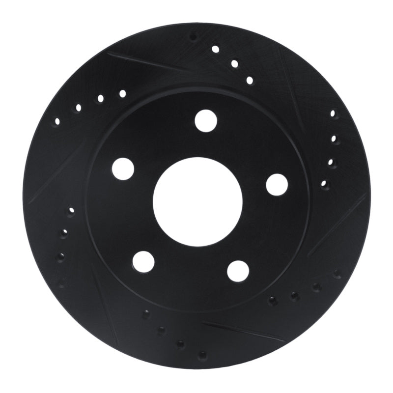 R1 91-94 Toyota Previa Front Right Drilled & Slotted Black Brake Rotor-Brake Rotors - Slot & Drilled-Grocery Getter Performance