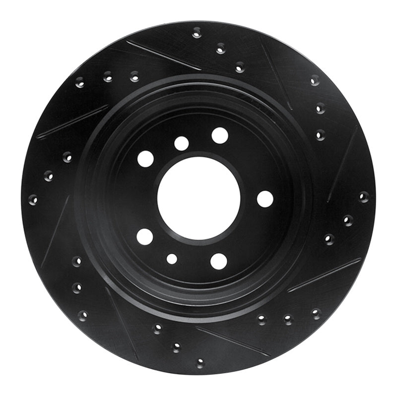 R1 91-95 BMW 540I Rear Left Drilled & Slotted Black Brake Rotor-Brake Rotors - Slot & Drilled-Grocery Getter Performance