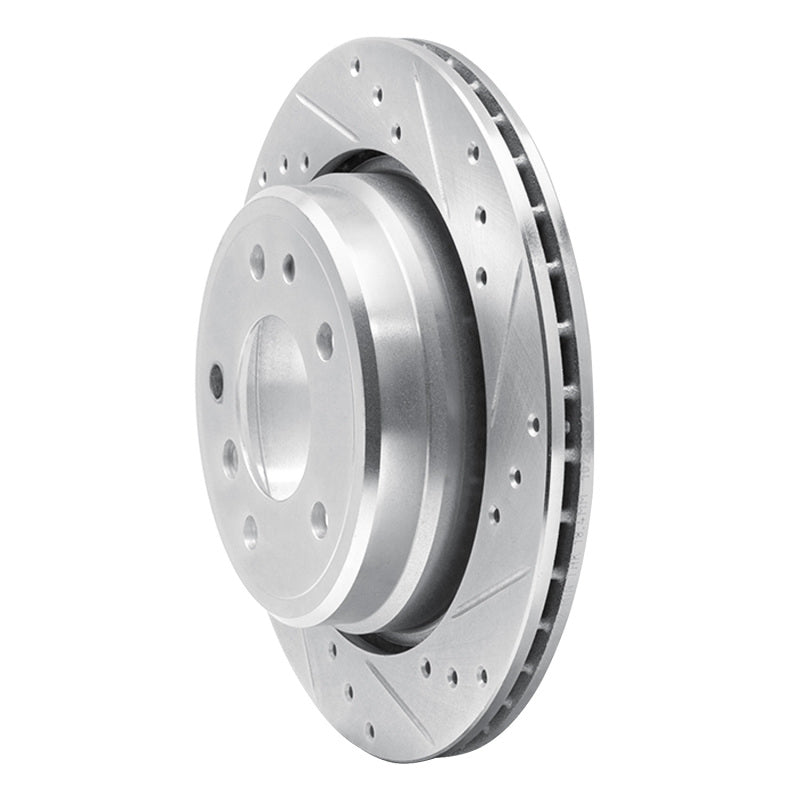 R1 91-95 BMW 540I Rear Right Drilled & Slotted Silver Brake Rotor-Brake Rotors - Slot & Drilled-Grocery Getter Performance