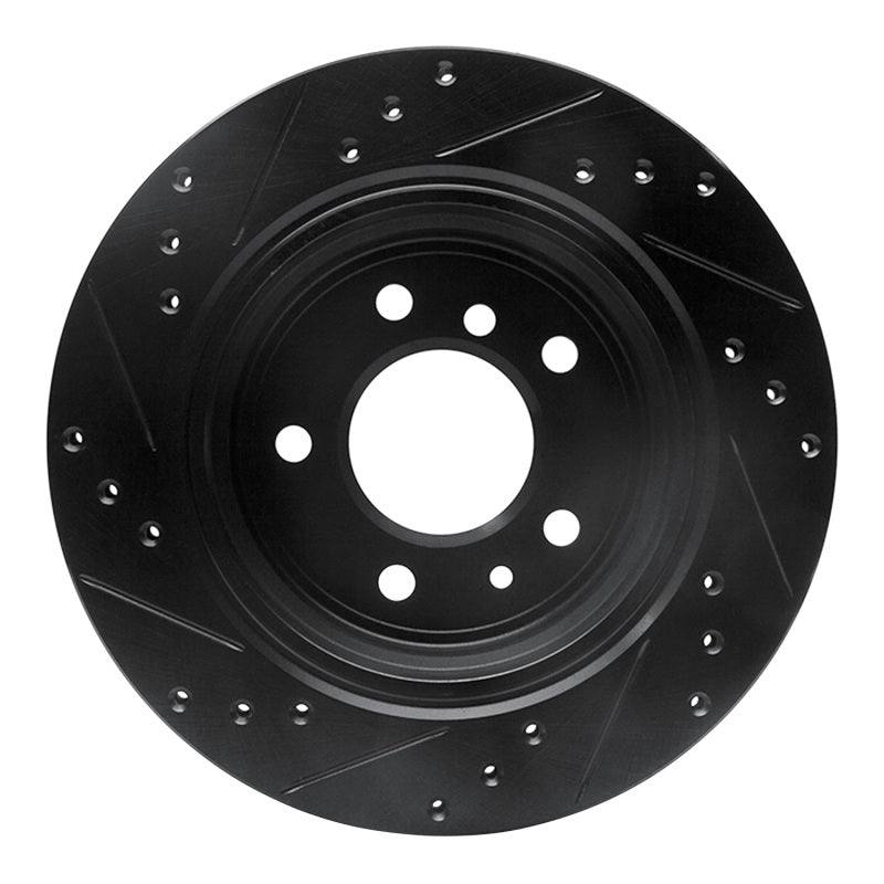 R1 91-95 BMW M5 Rear Right Drilled & Slotted Black Brake Rotor-Brake Rotors - Slot & Drilled-Grocery Getter Performance