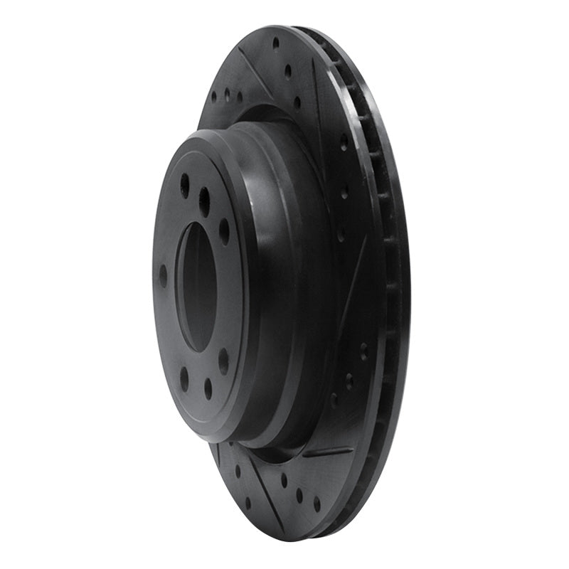 R1 91-95 BMW M5 Rear Right Drilled & Slotted Black Brake Rotor-Brake Rotors - Slot & Drilled-Grocery Getter Performance