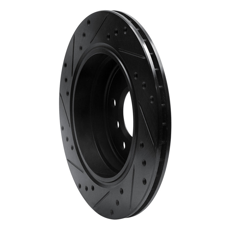 R1 91-95 BMW M5 Rear Right Drilled & Slotted Black Brake Rotor-Brake Rotors - Slot & Drilled-Grocery Getter Performance