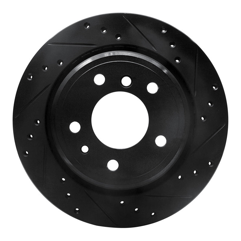 R1 91-95 BMW M5 Rear Right Drilled & Slotted Black Brake Rotor-Brake Rotors - Slot & Drilled-Grocery Getter Performance