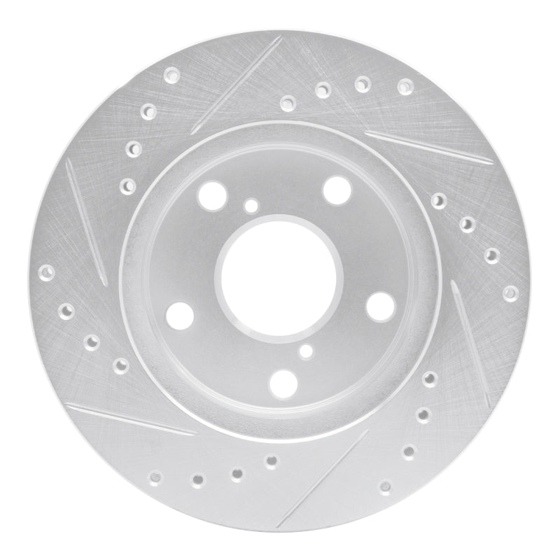 R1 91-95 Toyota MR2 Front Right Drilled & Slotted Silver Brake Rotor-Brake Rotors - Slot & Drilled-Grocery Getter Performance