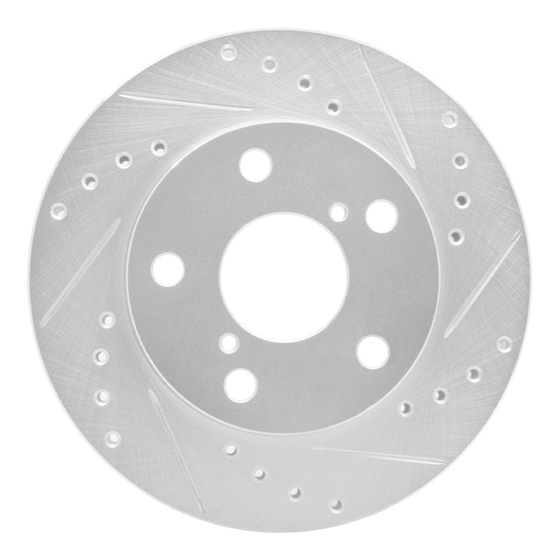 R1 91-95 Toyota MR2 Front Right Drilled & Slotted Silver Brake Rotor-Brake Rotors - Slot & Drilled-Grocery Getter Performance