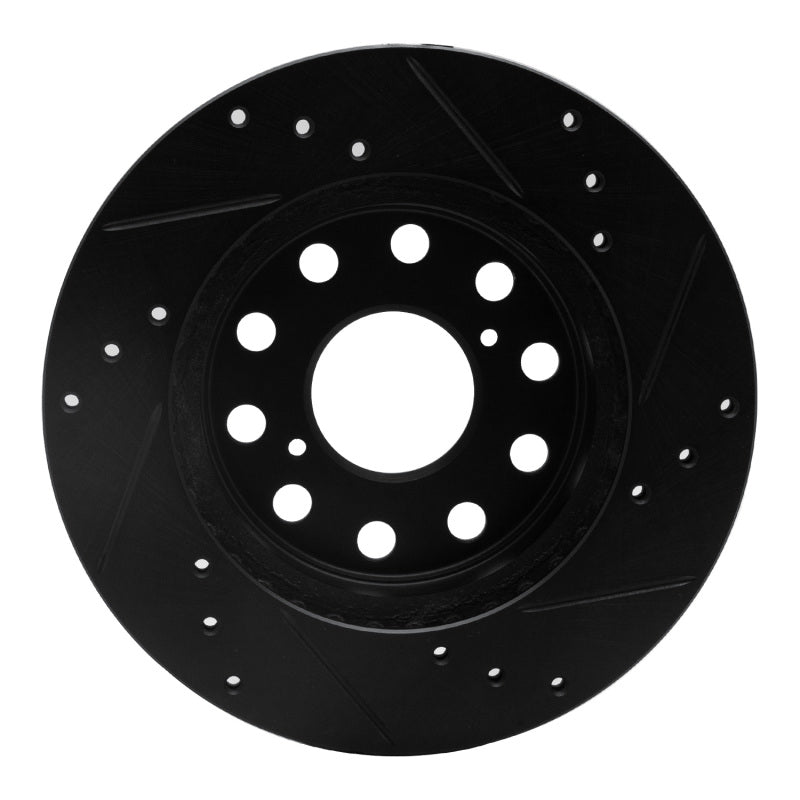 R1 91-95 Toyota MR2 Rear Left Drilled & Slotted Black Brake Rotor-Brake Rotors - Slot & Drilled-Grocery Getter Performance