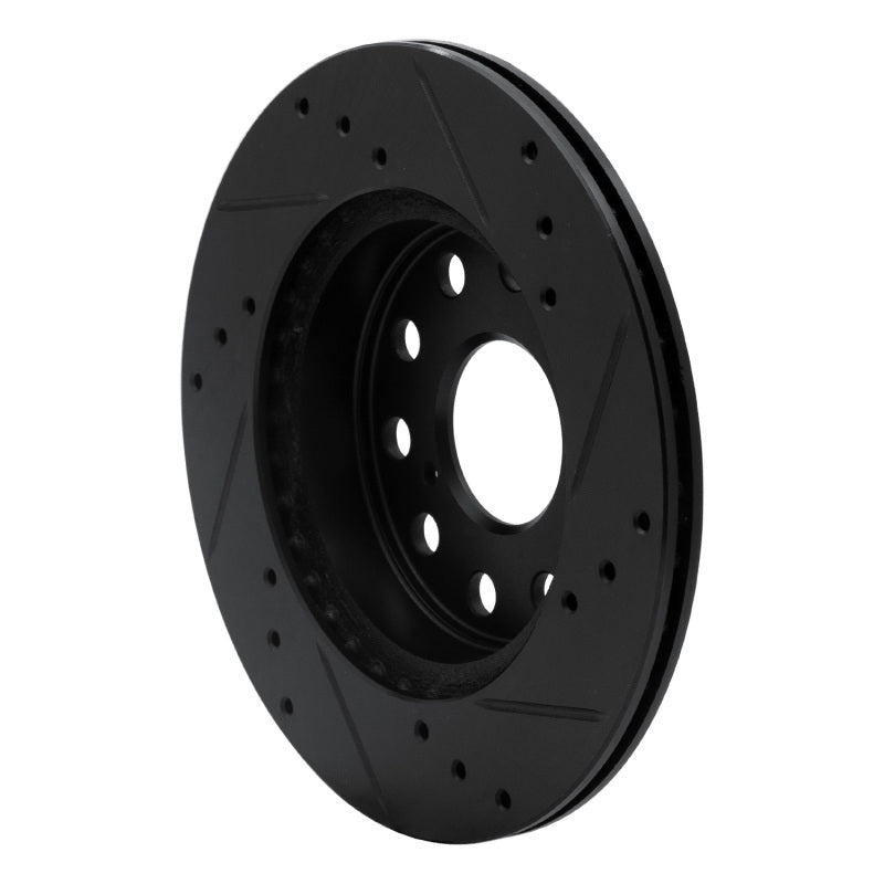 R1 91-95 Toyota MR2 Rear Left Drilled & Slotted Black Brake Rotor-Brake Rotors - Slot & Drilled-Grocery Getter Performance
