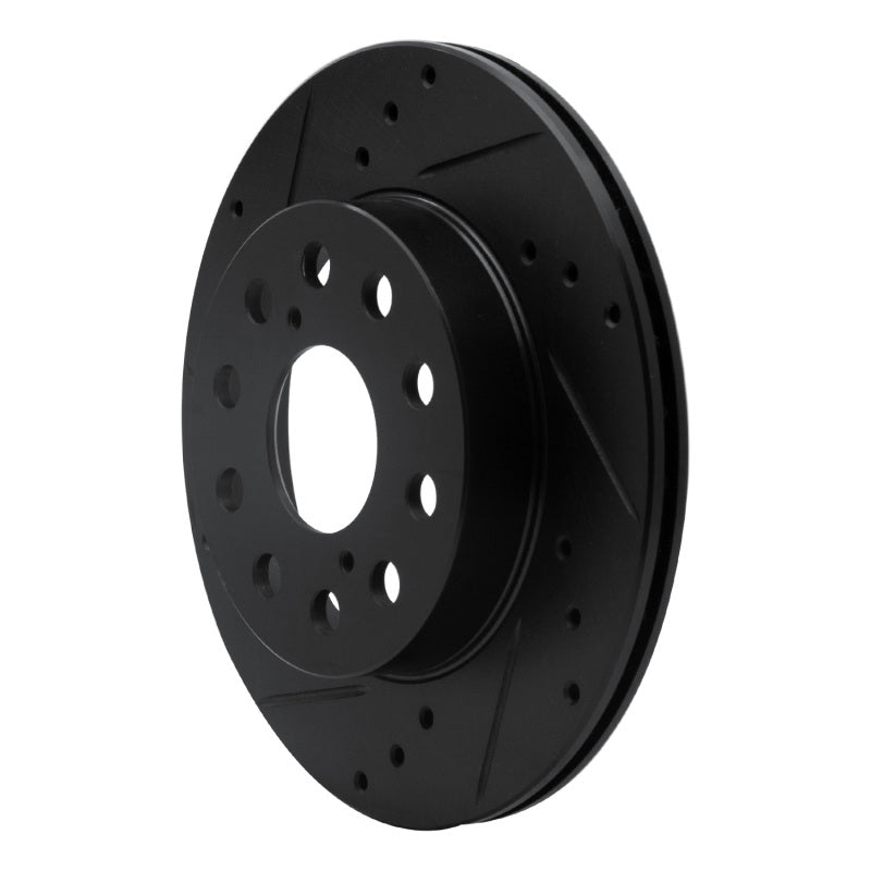 R1 91-95 Toyota MR2 Rear Left Drilled & Slotted Black Brake Rotor-Brake Rotors - Slot & Drilled-Grocery Getter Performance