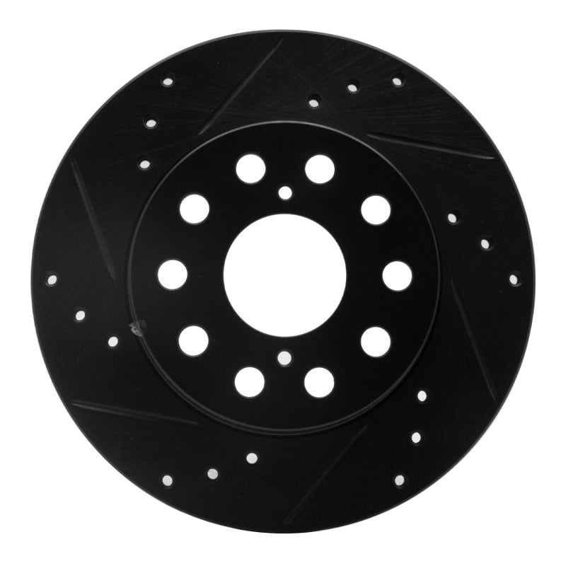R1 91-95 Toyota MR2 Rear Left Drilled & Slotted Black Brake Rotor-Brake Rotors - Slot & Drilled-Grocery Getter Performance