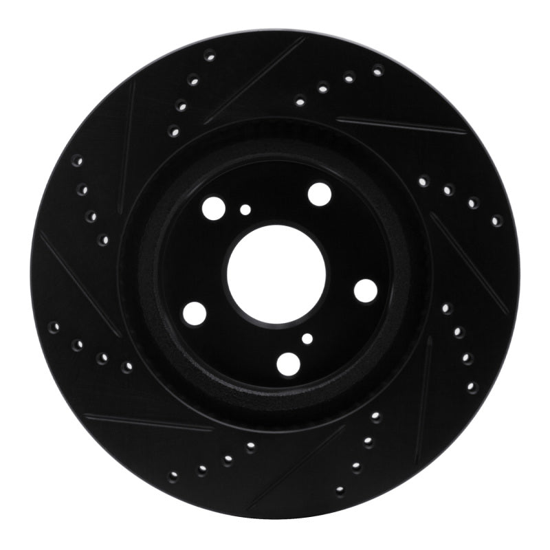 R1 91-95 Toyota MR2 Rear Right Drilled & Slotted Black Brake Rotor-Brake Rotors - Slot & Drilled-Grocery Getter Performance