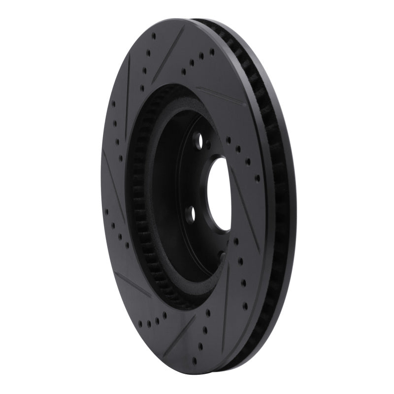 R1 91-95 Toyota MR2 Rear Right Drilled & Slotted Black Brake Rotor-Brake Rotors - Slot & Drilled-Grocery Getter Performance