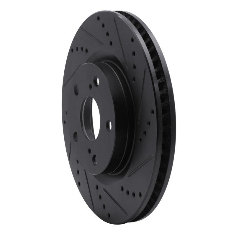 R1 91-95 Toyota MR2 Rear Right Drilled & Slotted Black Brake Rotor-Brake Rotors - Slot & Drilled-Grocery Getter Performance