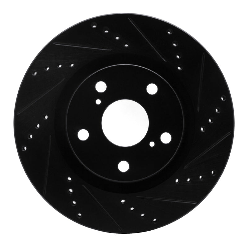 R1 91-95 Toyota MR2 Rear Right Drilled & Slotted Black Brake Rotor-Brake Rotors - Slot & Drilled-Grocery Getter Performance