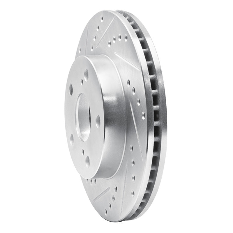 R1 91-96 Toyota Previa Front Left Drilled & Slotted Silver Brake Rotor-Brake Rotors - Slot & Drilled-Grocery Getter Performance