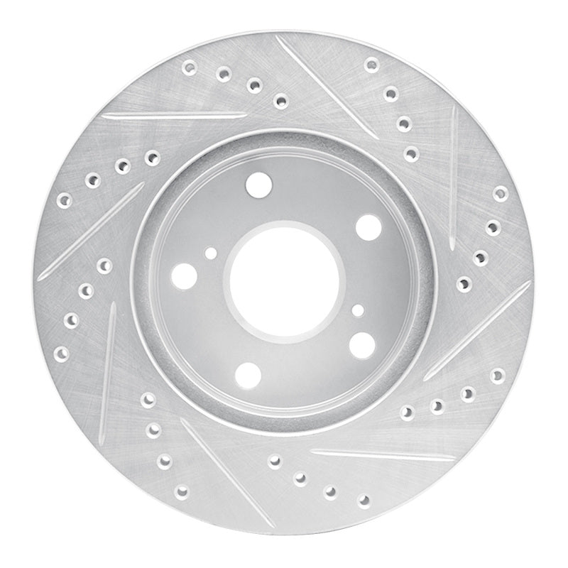 R1 91-96 Toyota Previa Front Left Drilled & Slotted Silver Brake Rotor-Brake Rotors - Slot & Drilled-Grocery Getter Performance