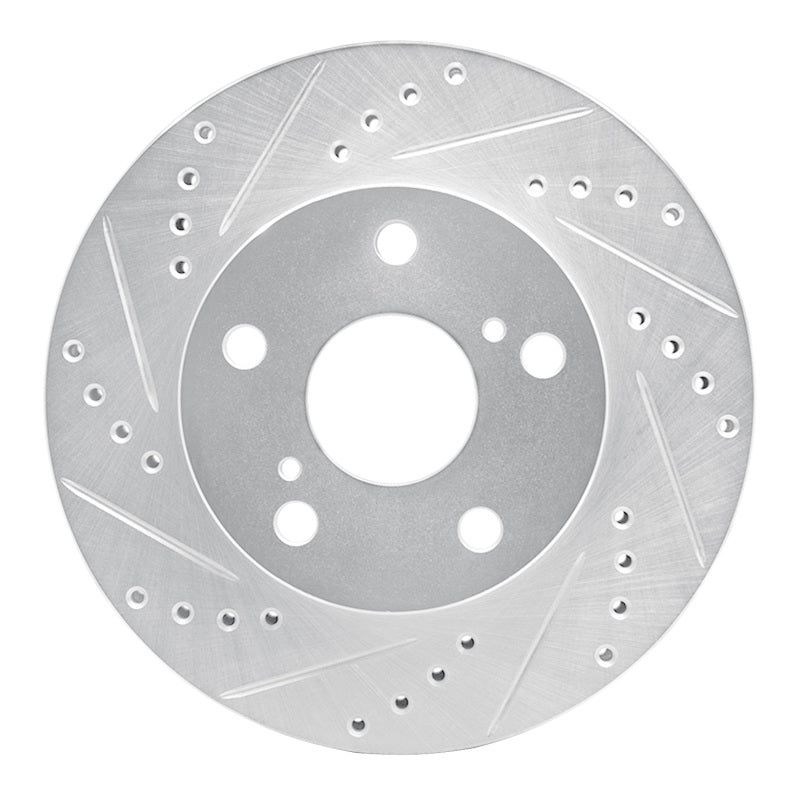 R1 91-96 Toyota Previa Front Left Drilled & Slotted Silver Brake Rotor-Brake Rotors - Slot & Drilled-Grocery Getter Performance