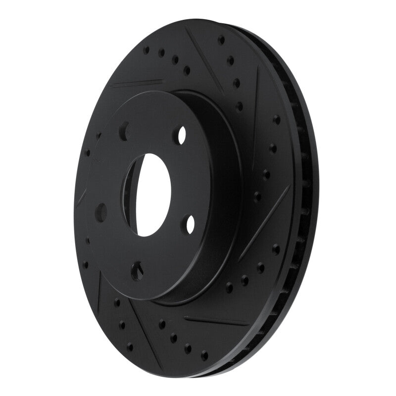 R1 91-96 Toyota Previa Front Right Drilled & Slotted Black Brake Rotor-Brake Rotors - Slot & Drilled-Grocery Getter Performance