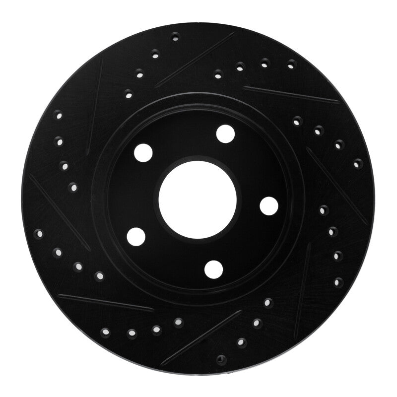 R1 91-96 Toyota Previa Front Right Drilled & Slotted Black Brake Rotor-Brake Rotors - Slot & Drilled-Grocery Getter Performance