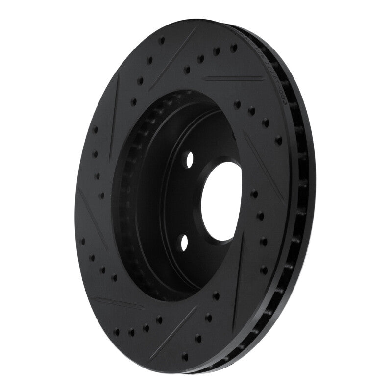 R1 91-96 Toyota Previa Front Right Drilled & Slotted Black Brake Rotor-Brake Rotors - Slot & Drilled-Grocery Getter Performance