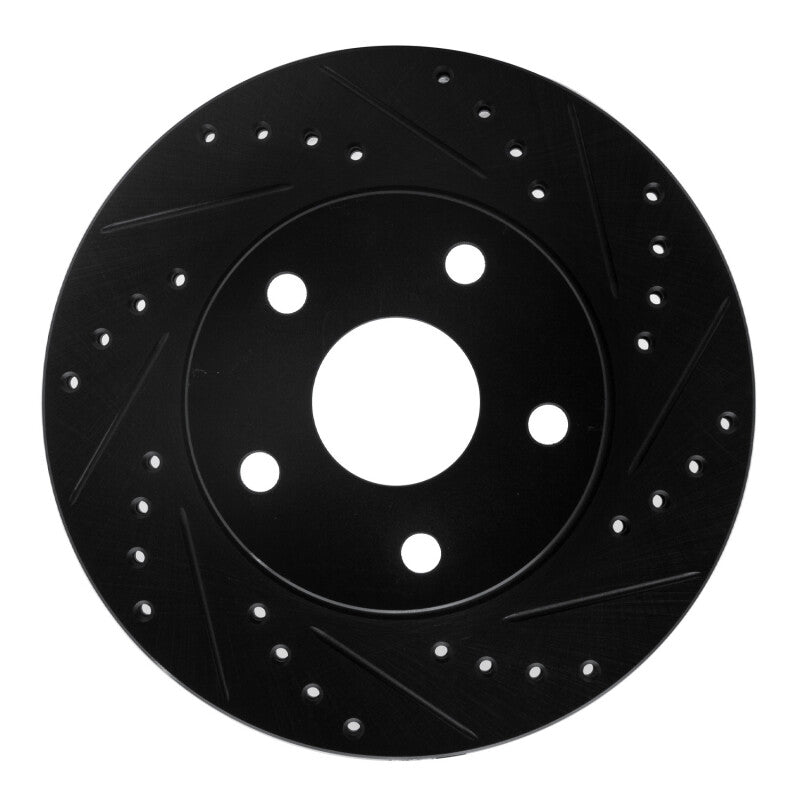 R1 91-96 Toyota Previa Front Right Drilled & Slotted Black Brake Rotor-Brake Rotors - Slot & Drilled-Grocery Getter Performance