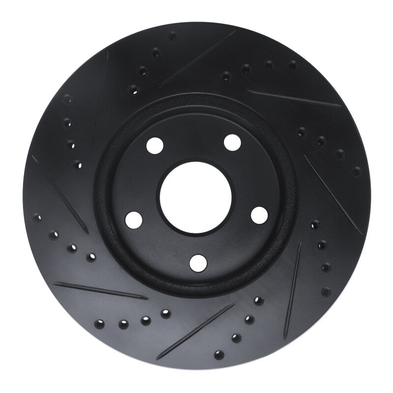 R1 91-97 Toyota Previa Front Right Drilled & Slotted Black Brake Rotor-Brake Rotors - Slot & Drilled-Grocery Getter Performance