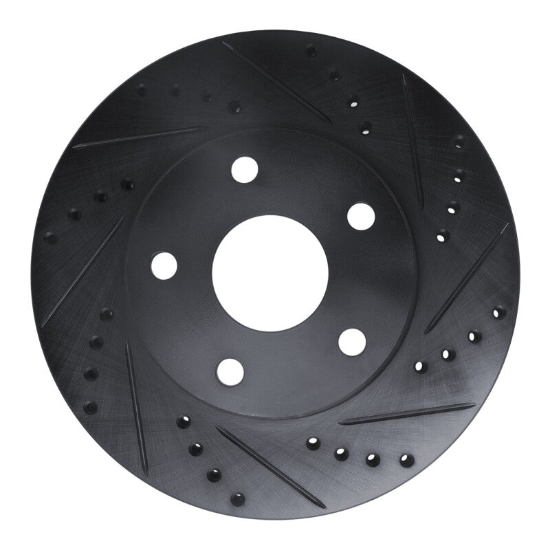 R1 91-97 Toyota Previa Front Right Drilled & Slotted Black Brake Rotor-Brake Rotors - Slot & Drilled-Grocery Getter Performance