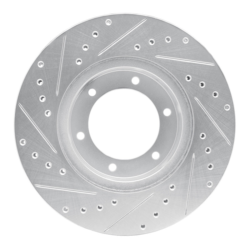 R1 91-98 Toyota 4Runner Front Right Drilled & Slotted Silver Brake Rotor-Brake Rotors - Slot & Drilled-Grocery Getter Performance
